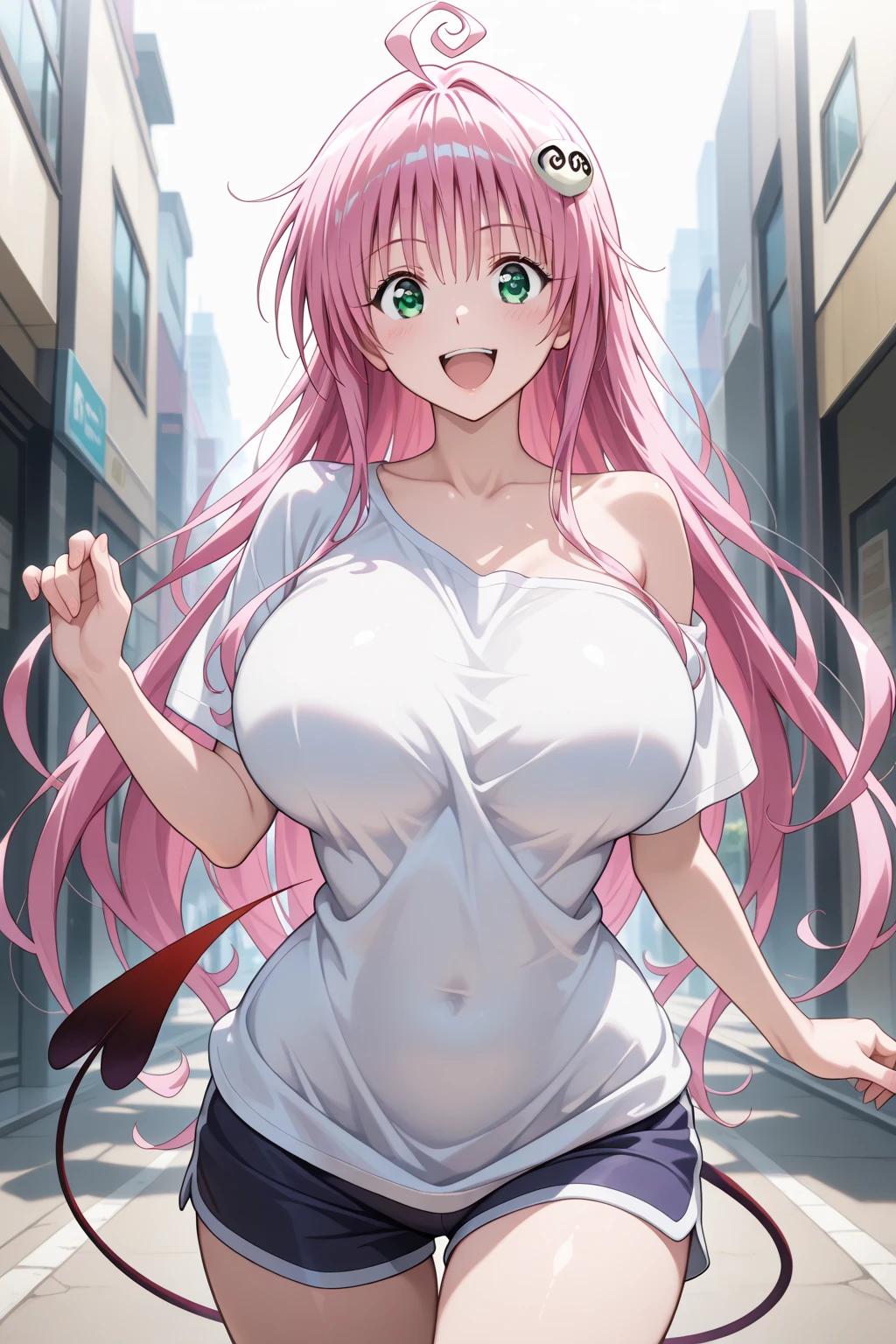 GotouHitori, long hair ,pink hair, big breasts, solo ,nipple, 16years old, Speed walking, Expressway, naked, , , Peeing, lactation, projectile lactation (Sweating profusely, Love juice, Wet Woman, female ejaculation)