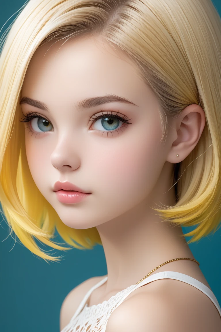 ((best quality)), ((ultra res)), ((photorealistic), (intricate details), 19 years old, blonde, perfect face shape, makeup: 1.5, face light, facial detail, naked, short hair, hips