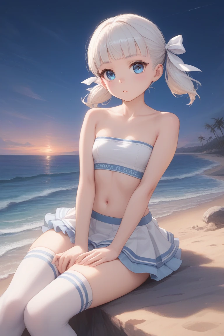 melusina, melusina, (brown eyes: 1.5), long hair, white hair, side locks, (small breasts: 1.2), BREAK white sexy nurse, sexy nurse, wedding,thighs, thighs, white thighs, REST looking at the viewer, REST outdoors,beach, sea, sand, blushing face, BREAK (masterpiece:1.2), best quality, high resolution, unity 8k wallpaper, (artwork:0.8), (beautiful detailed eyes:1.6), extremely detailed face, perfect lighting, extremely detailed CG, (perfect hands, perfect anatomy), on all fours