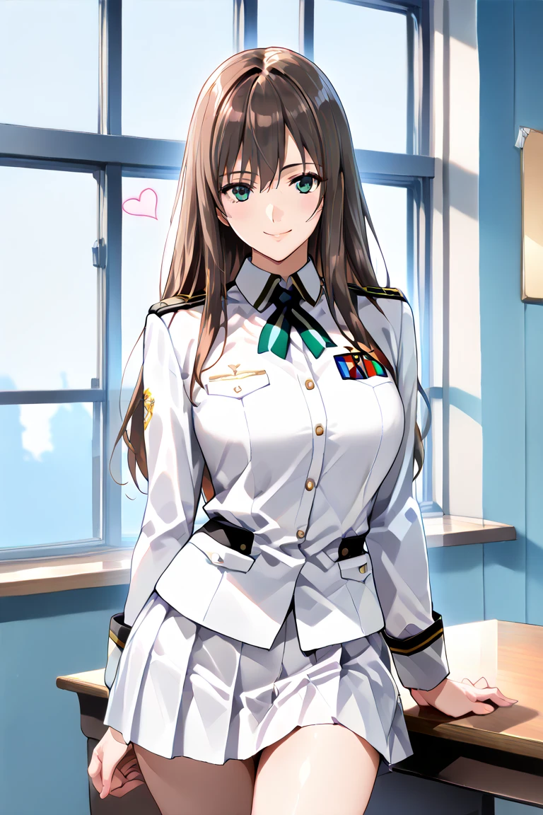 ((Highest quality)), ((masterpiece)), (detailed), One girl, uniform,Lewd ，Brown Hair，Miniskirt