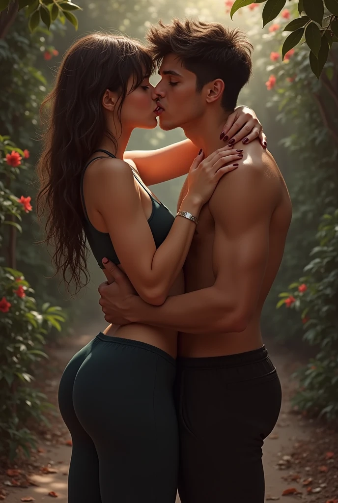 Hot deer furry woman, sexy body, with muscular man