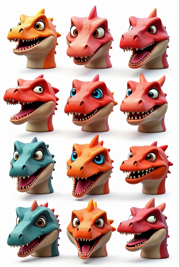 dinosaur、Image9Split、9kind、Mr.々Expression、Face only、Masterpiece、Masterpiece、Highest quality、Crying expression、Angry expression、Smiling face、dinosaurのみ