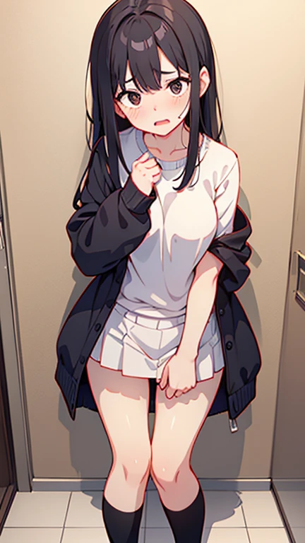 (superflat, flat shading, flat colors:1.1), (locker room), asian girls, young teen, (school uniform) , slim, small breast, dark hair, ((looking over a shoulder:1.4)), white panties, (mini skirt:1.1), limited vibrant color palette, serene expressions, peaceful introspection, subtle washes of pastel colors, modern Nordic design, understated elegance, simplicity and purity, tranquil atmosphere, digital painting, ultra fine, (no panties:1.4), sitting, (spread legs:1.3)
