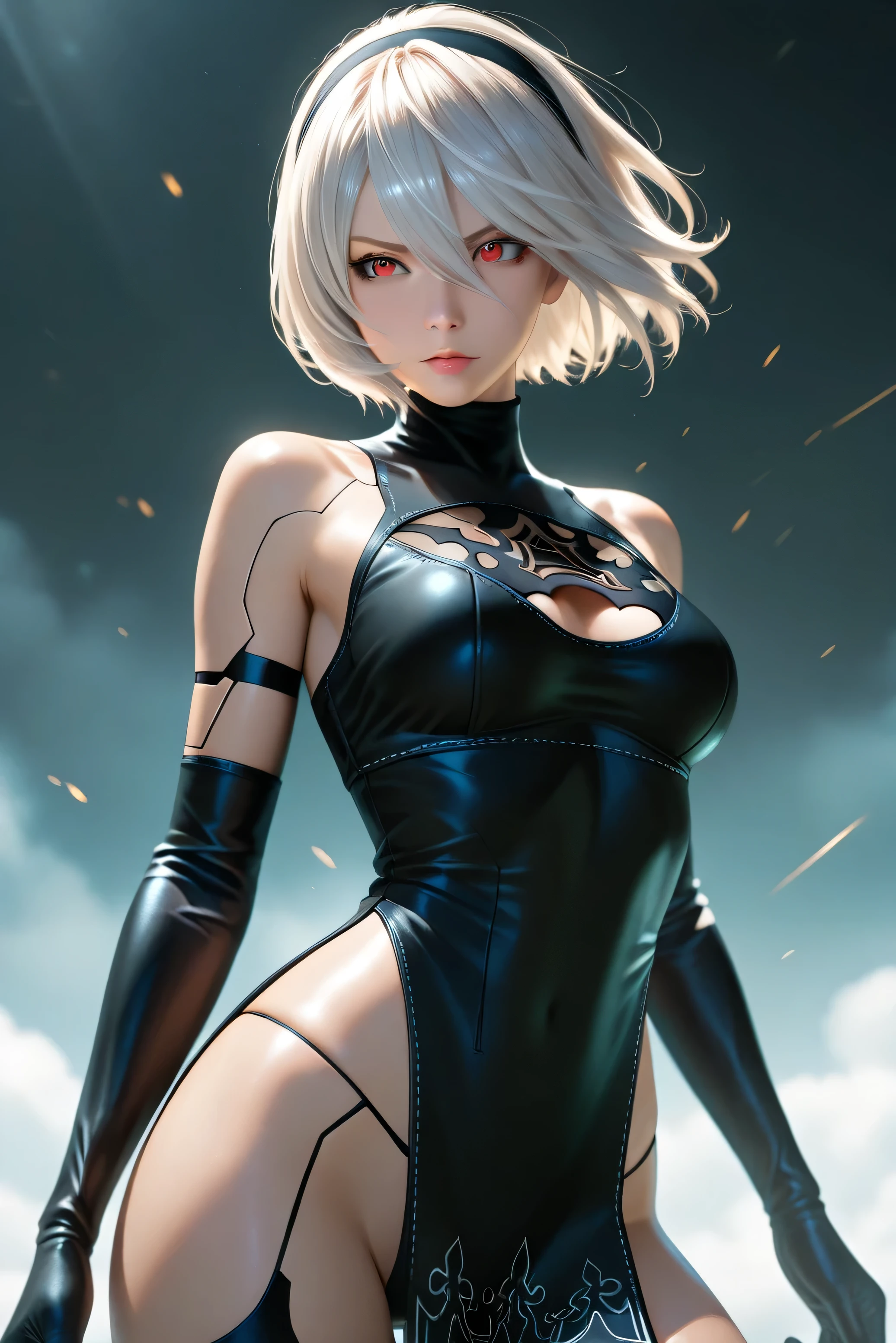 "2B NIER AUTOMATA": ultra detailed artistic photography, midnight aura, night sky, detailed gorgeous face, dreamy, glowing, backlit, glamour, glimmer, shadows, oil on canvas, brush strokes, smooth, ultra high definition, 8k, unreal engine 5, ultra sharp focus, art by alberto seveso, artgerm, loish, sf, intricate artwork masterpiece, ominous, matte painting movie poster, golden ratio, trending on cgsociety, intricate, epic, trending on artstation, by artgerm, h. r. giger and beksinski, highly detailed, vibrant, production cinematic character render, ultra high quality model, bloodbourne