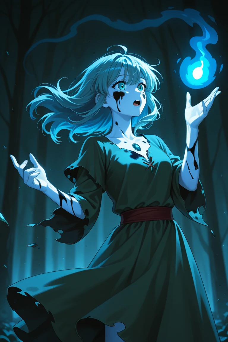 "Geistergeschichte, girl" She's the weird story, That you've heard, Paint a ghost girl in broken clothes, Who dances in the moonlight and casts mysterious shadows.