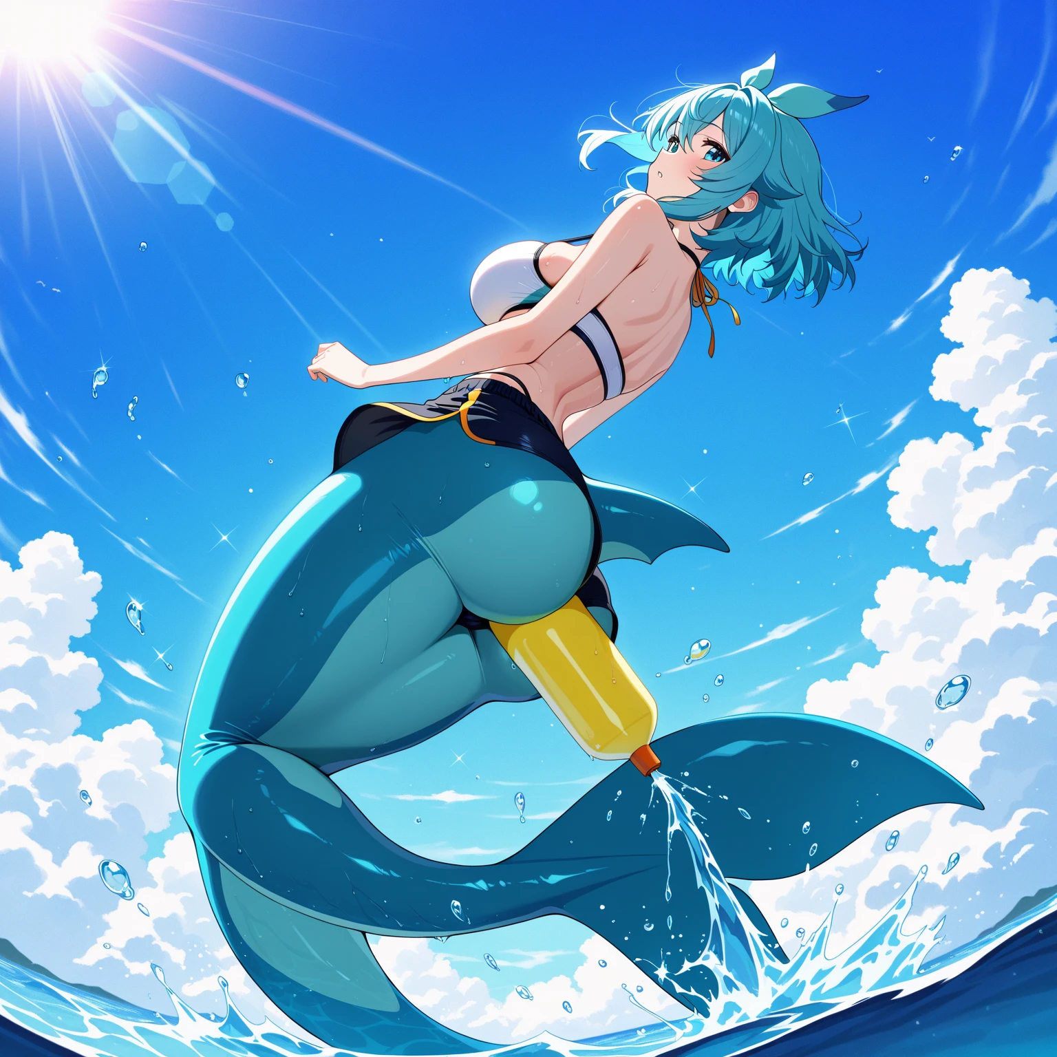 woman floating in the air, (multi-color hair), limp body, asleep, vibrant opalescent lighting, flecks in the air, dynamic lighting, warm color pallet, knit, brocade, gold carp, poppies, swirling air movement, wide angle, full body view, loose fabric, geometric shapes, small breasts, sherbet, persimmon, up-do hair, Bauhaus, geometric shapes, white snake mermaid