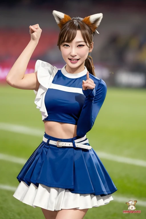 Panties visible through the skirt, (Japan Cheerleaders:1.3), gros-plan,  Photo, Big breasts, sixteen years old, Young face, Pretty Face, Raw photo, Best Quality, High resolution, (masutepiece), (Photorealistic:1.37), Professional Photography, Sharp Focus, nffsw, 8K resolution, Intricate details, depth of fields, Highly detailed CG Unity 8k wallpaper, Front light, NSFW, femele, girl, beautiful supermodel, Smile, slender, (Vibrant poses:1.3), Back view, thighs thighs thighs thighs, (poneyTail, scrunchie:1.3), Long, Taken from the ground