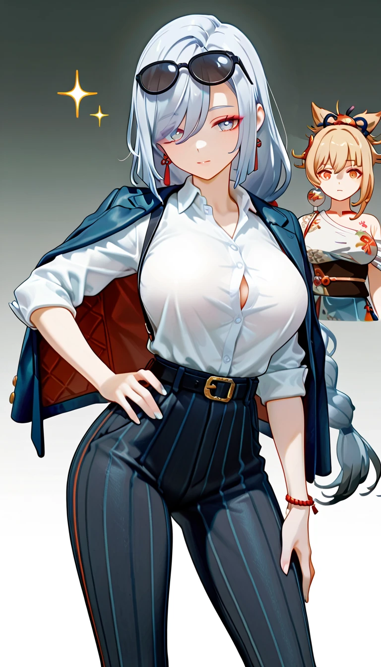 ((masterpiece)),(((best quality))),((character design sheet)), ((full body view)) illustration,1girl, thick thighs, ((detailed face:1.4)) Just the right kind of 14-year-old japanese sunburn pregnant kuro Gyaru pregnant for promiscuous sex friend, rough sketches, between breasts,big breasts,wearing an short apron without any clothes on and necklace,hair accessories,seductive grin smug,solid color backdrop, clean backdrop,