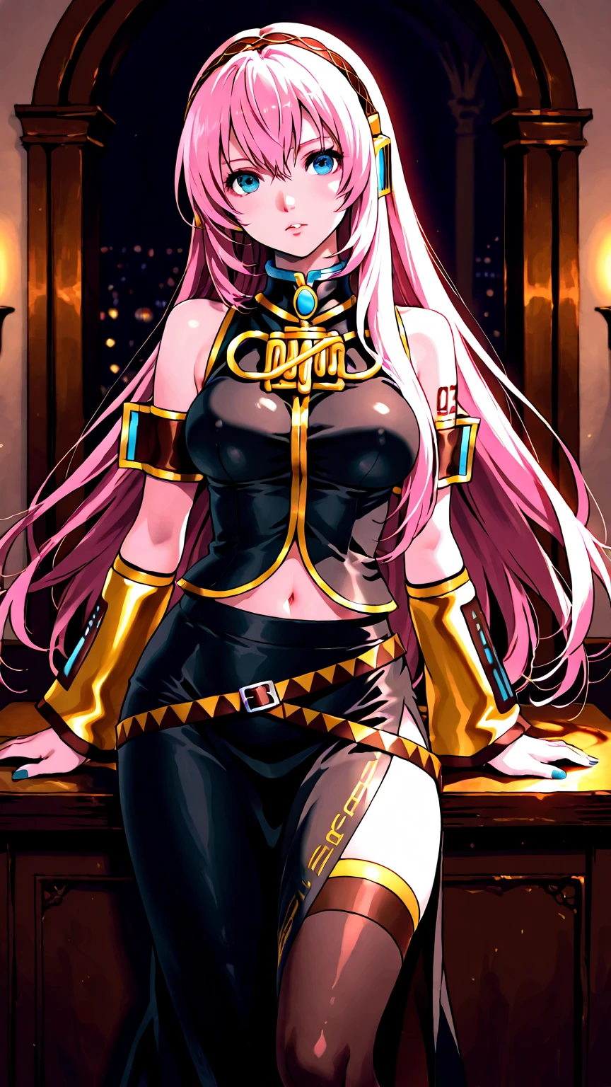 masterpiece, best quality, (1girl, solo),
binko, 1girl, long hair, jewelry, purple hair, solo, chalice, gold, very long hair, throne, twintails, purple eyes, sitting, breasts, open mouth, smile, armpits, bracelet, looking at viewer, arm up, bottle, alcohol, egyptian,
<lora:Binko0011:0.65>
blush,
( outdoors, night, city, cowboy shot, dynamic pose, looking at viewer, )
<lora:more_details:0.1>