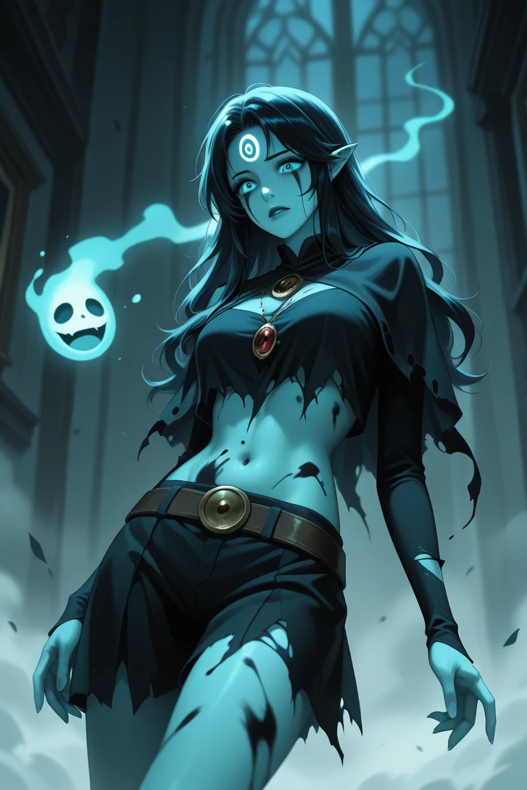 "Geistergeschichte, girl" She's the weird story, That you've heard, Paint a ghost girl in torn clothes, Who dances in the moonlight and casts mysterious shadows.