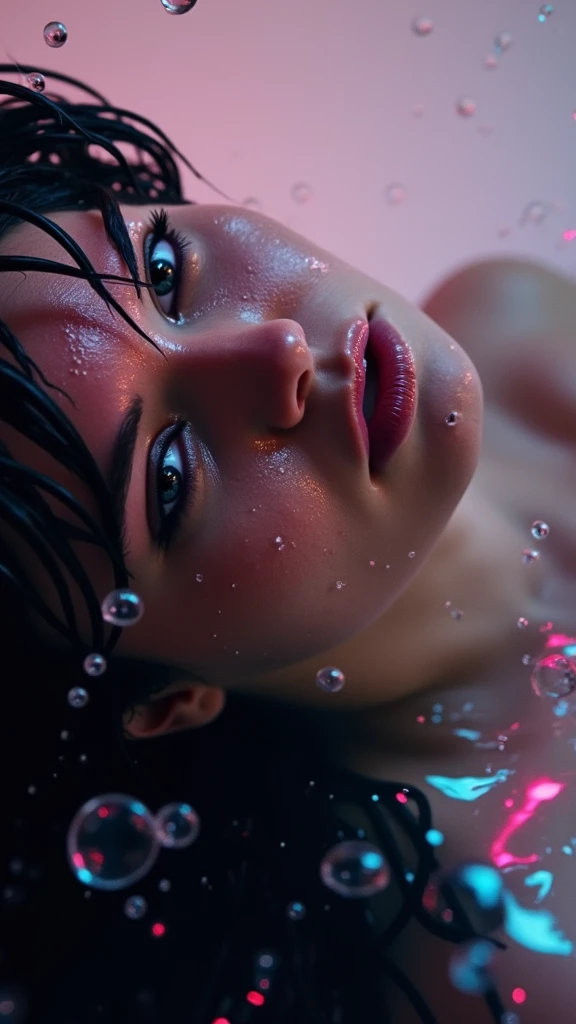 sexy woman, sci-fi setting, lovelyairxl, floating heart effect <lora:Floating_Hearts_Effect:1>