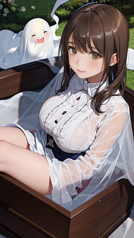 (Masterpiece, Best Quality, Photorealistic:1.3), 1girl, Beautiful detailed eyes, Beautiful detailed lips, Cute,closed eyes, opened mouth, slender, white skin , cleavage , bend over, big ,tight shirt, kinky , seductive, hanging big cleavage bend over position , ((no bra, no panties, mesh, lace trim, white miko dress:1.3)), red miniskirt, large full breasts, crouching cowgirl, girl on top, spread legs, public hair, huge penis , pussy, (porn, during sex:1.3), messy black hair, wet body, upper body shot, put hand at front side, onsen, fog and mist , depth of field, volumetric lightings, perfect view , (dynamic pose:1.2), (from below:1.2)