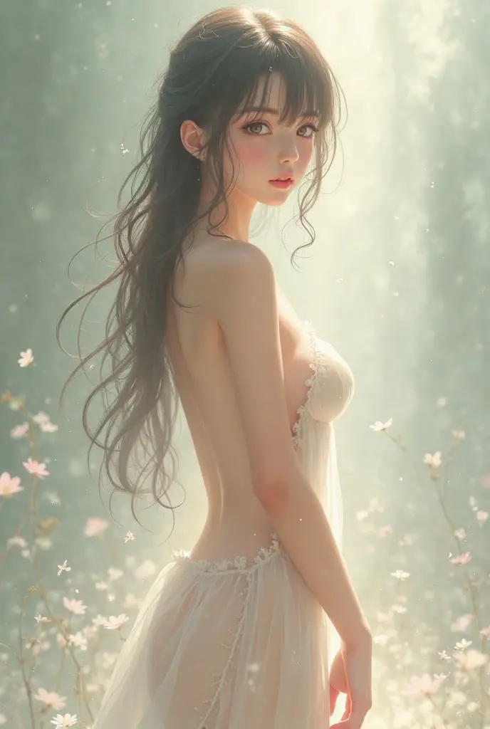 １girl、NSFW、Lower breast、cleavage of the breast、Huge Breasts Perfect Hair Perfect Face Perfect Body Perfect Hands Perfect Fingers Perfect Chest Perfect Image、Balanced、Masterpiece perfect background、in the universe、Alone、The beauty of the galaxy、long straight black hair、Labret Earrings、ear piercings、Sexy and attractive cool relaxed natural pose、Balanced photo、 Freely swaying chest、swollen breasts、oversize breast、Extra thick Little West Perfect composition with highly detailed high resolution Professional quality octane rendering 3DCG 8K、Soft light、Full body、barechested