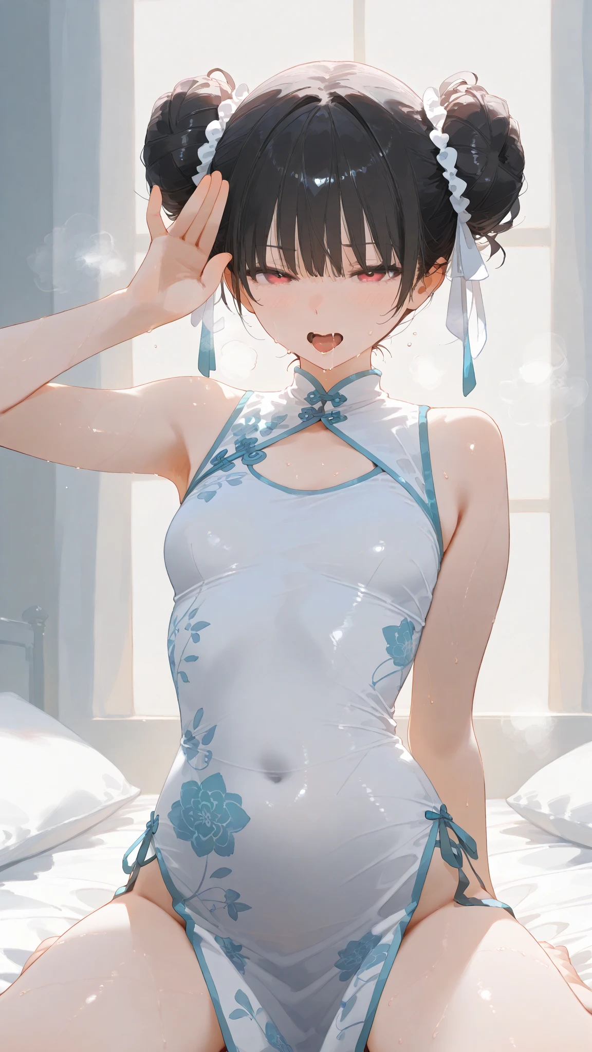 masterpiece, best quality,anime style, 1 girl,(((slender body))), (((small breast))),(((tennis uniform))),(((red tentacles bound the girl))), ((((restrained, arms behind back)))),((((cum)))), (beautiful face), (((short hair))), (((straight hair))), ((((brown hair)))),detailed beautiful skin, (perfect hands, perfect anatomy)