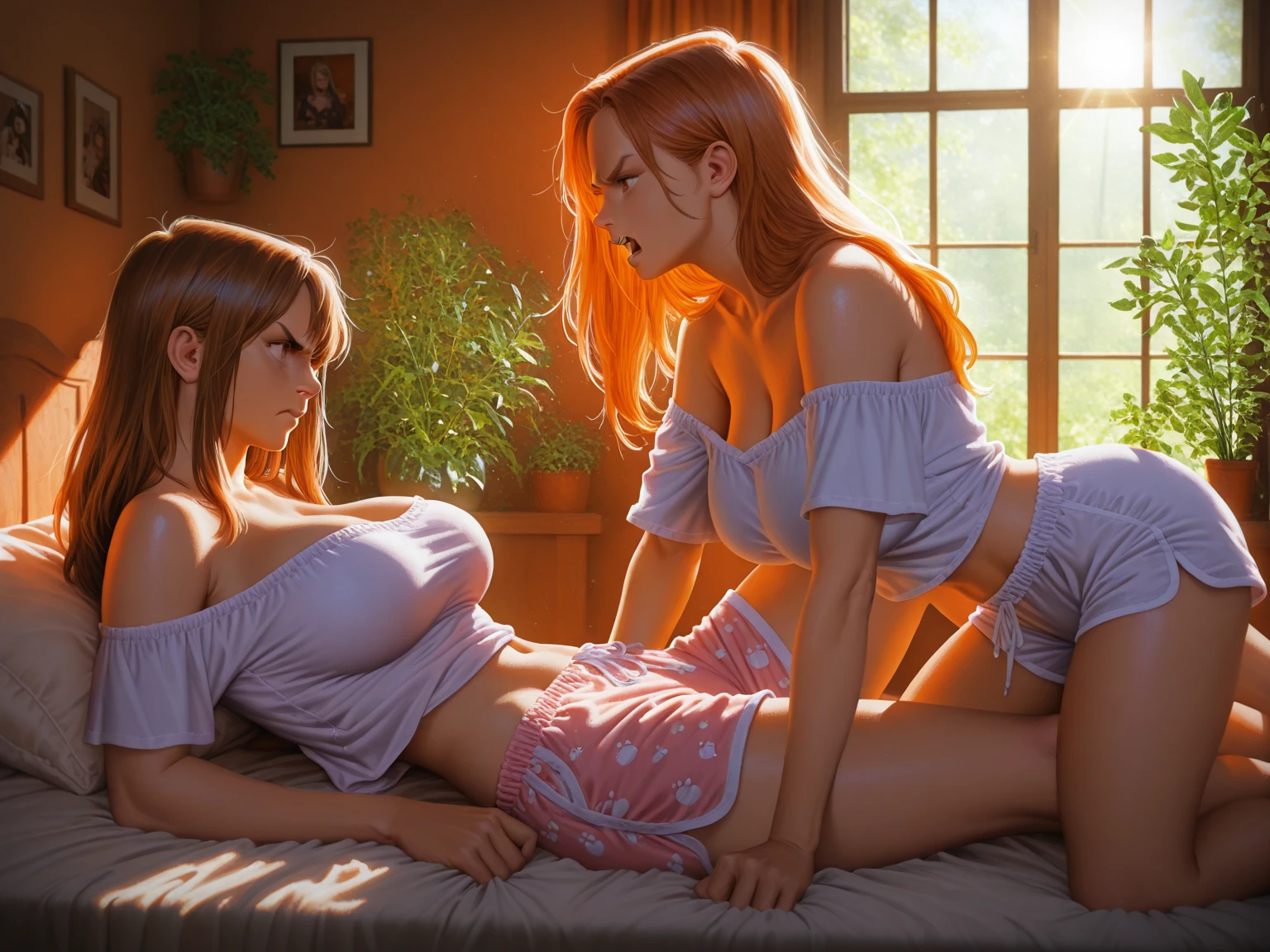(girl), masterpiece, ultra detailed, 8K Portrait, Raw photo, woman's portrait photography, full body, Highly detailed face, mischievous childish smile, blush, ((Fantasy)), ((young)), 17 years old, 160cm, (((student))), ((tanned skin)), (((dark orange colored long straight hair))), (((blunt bangs))), hair ornament, (((naked:1.5))), (spread legs:1.5), (thin pubic hair:1.5), (spread realistic pussy:1.5), Midday sun, Hyper realistic, Slender body, by the snowy castle, Ambient lighting, Shadow details, Camera focus on face, strong breeze, Light fog, from side,