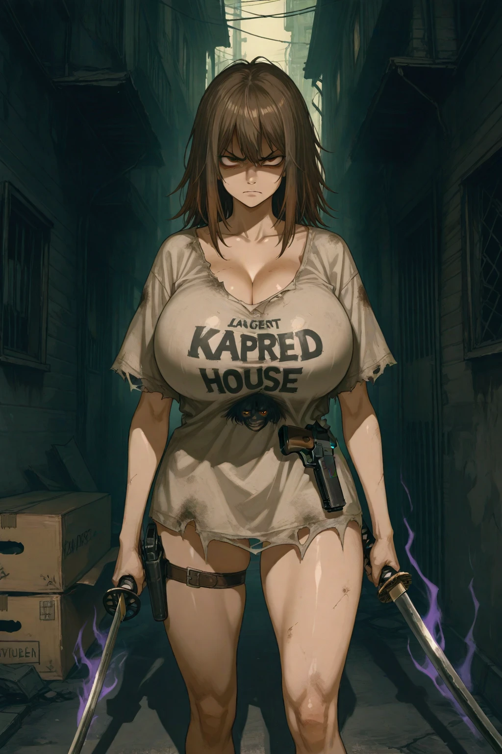 Bunny Girl,Rabbit ears,Bunny Girl,Idol singer,star,Dark Magic, Dark Forest, negaive energy, hell, Blank, Star, Black Hair,A girl,M-pose,蹲on stage,Photos,Unreal Engine 5 Photorealistic Rendering,(Cover comic magazine:1.6),game character, Role Player, Standing on Kyoto Castle, Pretty Face, Arm tattoo,Tattoo on the chest,ace of spades,Belly tattoo,Body hyperreality,thick muscles,Wet body,Liquid dripping from the body,Sweat,excellent!! Types with bobelon, Big Case, Moisturizing and radiant body, Short brown hair,Pink latex coat,prom,Nightclub,on stage,spotlight,Holding the chest with both hands,Onlookers,Heart-shaped,White Net Garter,Bottom view,Fisheye View