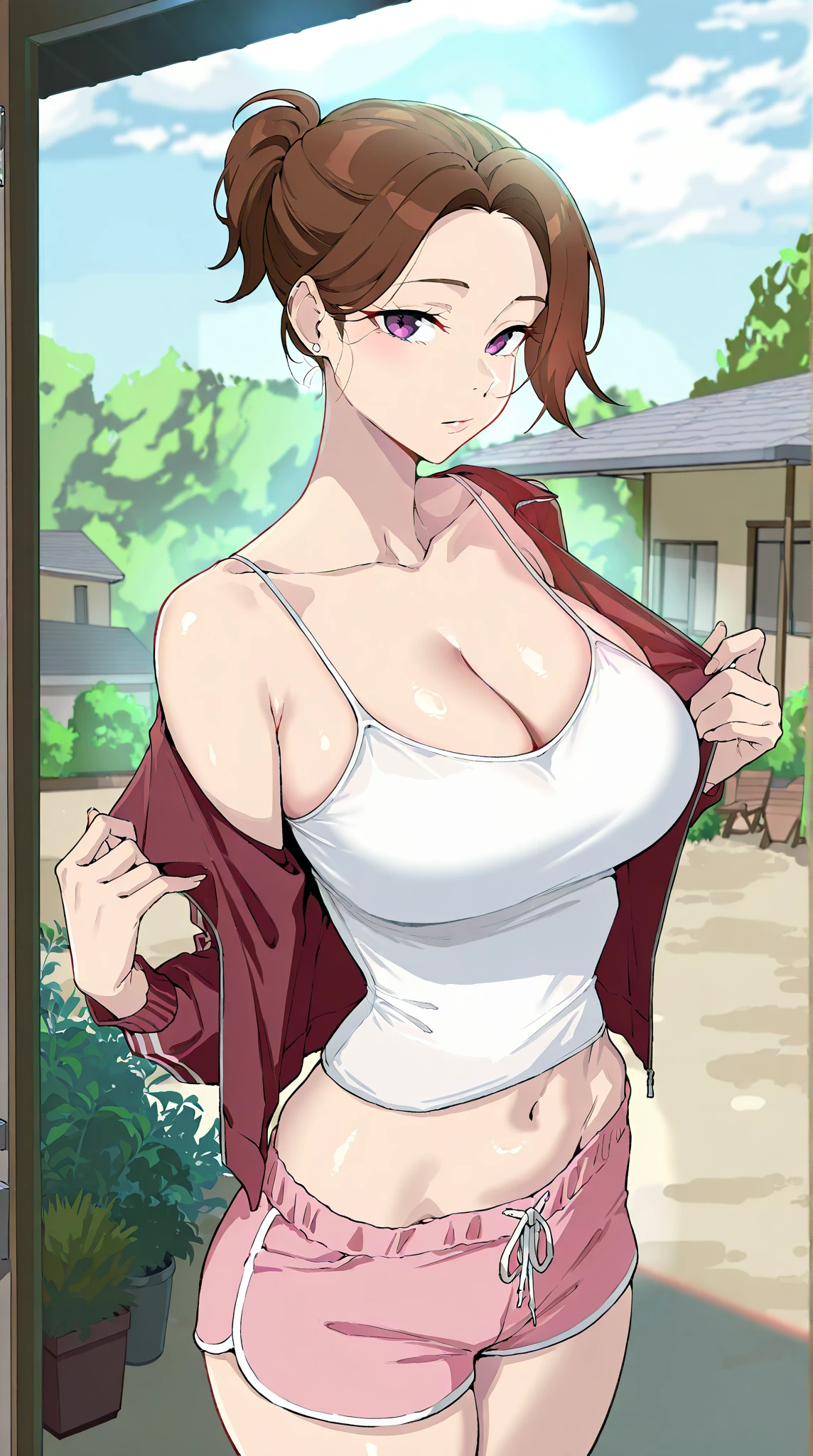 score_9, score_8_up, source_anime, , solo, ikuchan, 1girl, muscular, nude, revy, black lagoon, brown hair, upper body, front view, professional photography, professional photoshoot, cinematic, closeup, chest focus, chest only