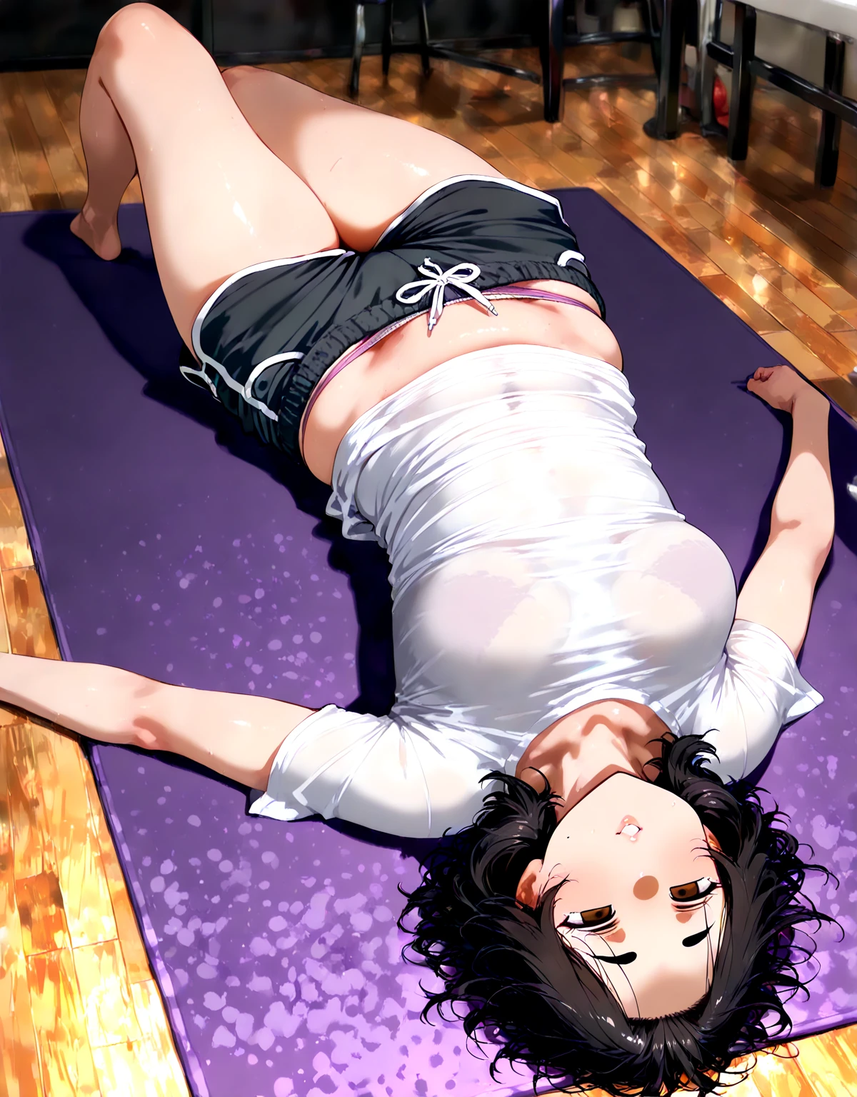 There was a woman sitting on the floor，Flowers in hand, sitting with flowers, relaxed poses, with backdrop of natural light, natural fragile pose, chiho, seductive seated pose, Ayaka, Attractive pose, With flowers, japanese shibari with flowers, Chiho ashima, Young sensual gravure idol, side pose，The chest is large，Pleasure，ssmile