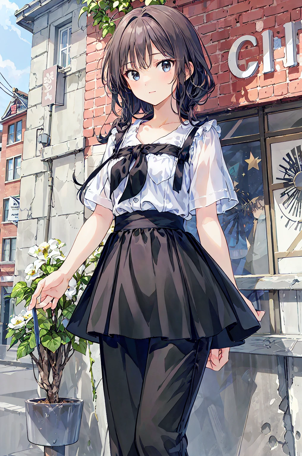 (Highest quality)(Masterpiece)A little boy and girl are facing each other and kissing、Many colorful flowers are blooming