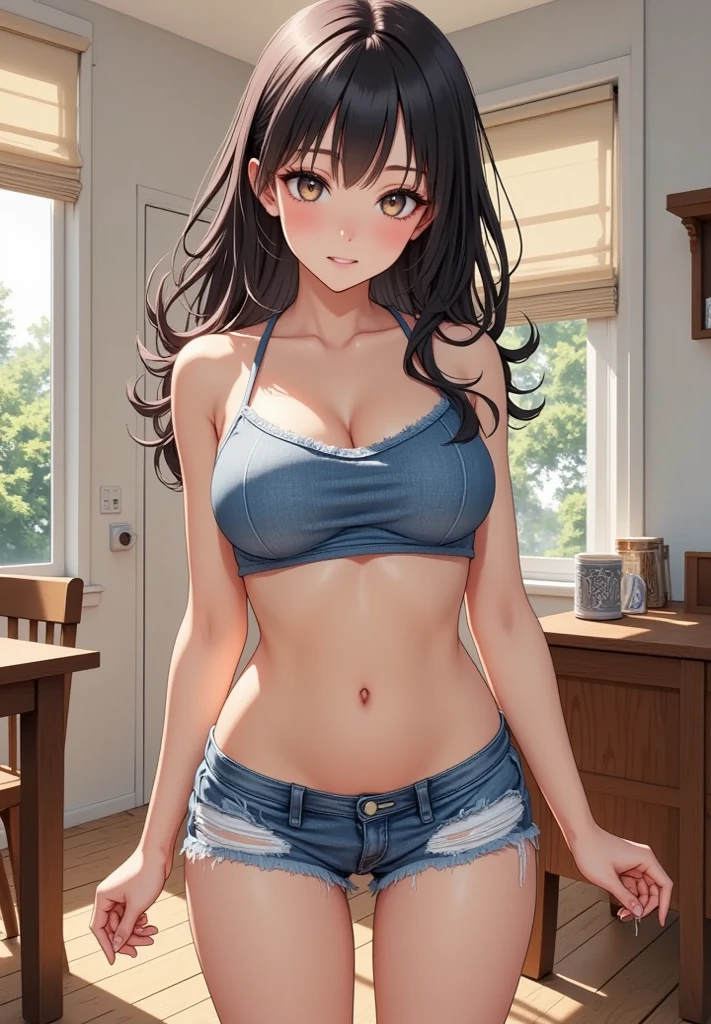 Realistic photos、Focus on the face of a cute high school girl、Bikini、Beautiful sitting , Sit well, Taken from the opposite seat, skirt, 