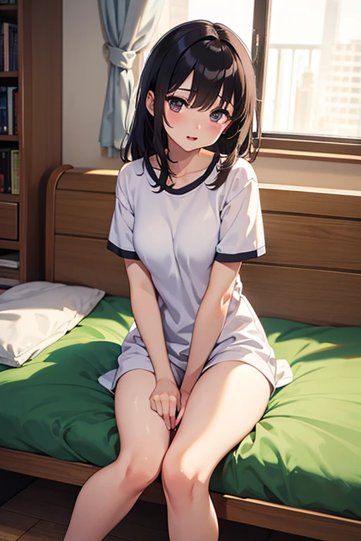 irrational solution, High resolution, (masterpiece: 1.4), Very detailed, (((Detailed face, Detailed Expression)), Two Girls, Girl and Girl, friend, best friend, classmate, relax, ponytail, Bob, sitting on bed, Sitting on the floor, two people having a conversation, Room Background, friend, Relatives and friends, Home, 1k, Small room, curtain, bed, tv set, mechanical, Loungewear, Kyoto Animation, Kyoto Animationの雰囲気, (Tears in my eyes)