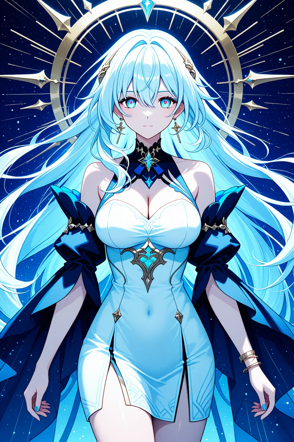 ## **Style**
- Versatile: White Anime Barbie, Biomechanical, Anime Moe Art Style, Dress, Desktop Background
- Specialized: "Fate/Stay Night", "Fate/Grand Order", Key Art of Kushaalt Krentz, Feminine Style
BREAK
## **Image Quality**
- Versatile: Golden Ratio 1.2, Drawing Board 1.3
- Specialized: Absurdres, Highest Quality, Realistic, Hyperreal, Ultra-Detailed Illustration
BREAK
## **Quality**
- Versatile: Ultra Quality
- Specialized: Ultra Quality with Detailed Art
BREAK
## **Resolution**
- Versatile: 8K, Ultra High Resolution: 1.2
- Specialized: High Resolution (HD, 4K, 8K, 16K), Color Bit Depth is 24 bits, 48 bits
BREAK
Hair Style and Color (Judged by Theme, Entire Prompt): Choose one main style from 5 styles (Long Hair, Ponytail, Twin Tail, Bob Cut, Long Braid), and combine all the remaining 4 hairstyles to create an original hairstyle. You can choose the main hair color from gold, blue, green, and add the remaining 2 colors as gradient colors. BREAK
Color: Green, Blue, and Gold (Added to the Important Elements of the Theme), Light Blue, Yellow, Silver, Deep Crimson (Added Other than the Important Elements of the Theme) BREAK
BREAK
Body Type and Skin Color: Glossy and Seductive, Stylish Body, Smooth, Perfect Female Body, Armpit, Chest, Collarbone, Milk, Skin Dimple, Thigh, Moist Wiz, 160cm, Glamorous with Feminine Curves, Healthy Balanced Body Shape, Long Limbs and Narrow Waist, Abundant Chest, Butt Up, Bright and Friendly, Natural and Healthy Impression All Important.
BREAK
**Emotion and Movement**: The image is still and does not show any specific emotion. BREAK
**Theme**: It seems that fashion and accessories are the theme. BREAK
Important Elements: Sheer top and jewelry (earrings and necklaces) are important elements. BREAK
Style: The style is modern and sophisticated. BREAK
World View: The image has a real world view. BREAK
Body Shape: The body shape cannot be clearly judged from the image, but the shoulder line is thin, giving a feminine impression. BREAK
**