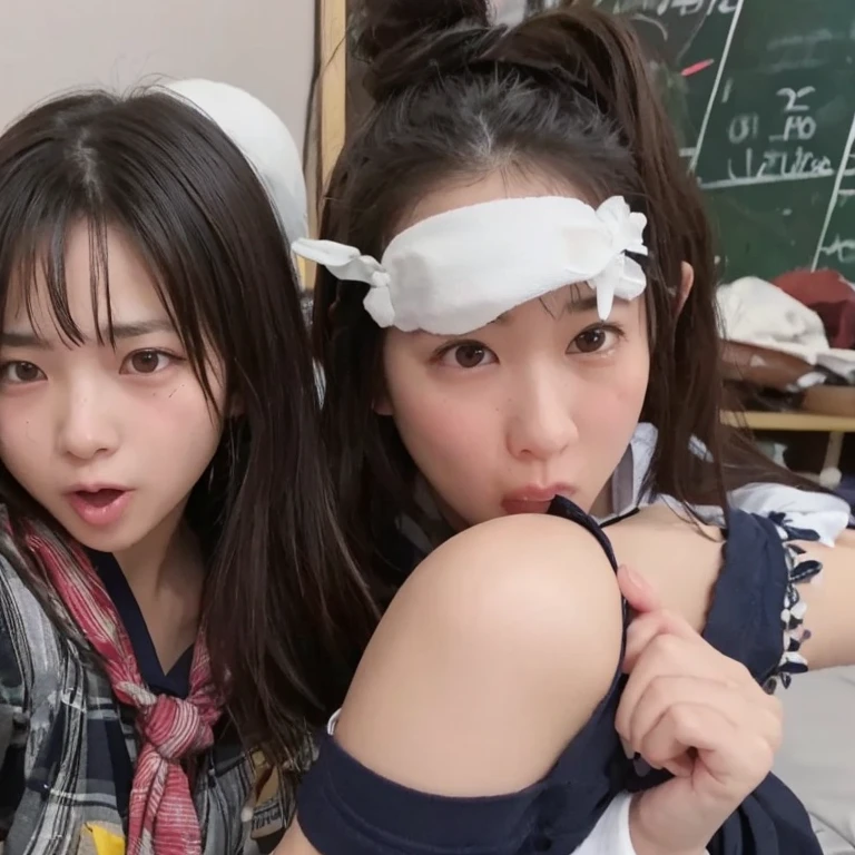 Japanese junior high school girls、、In front of a white wall、Stand upright、Hands behind your back、Smile、麻縄Bondage、((Binding:1.5))、((Bondage:1.4))、(Detention and deprivation of liberty:1.5)、Anatomically correct、Front Angle