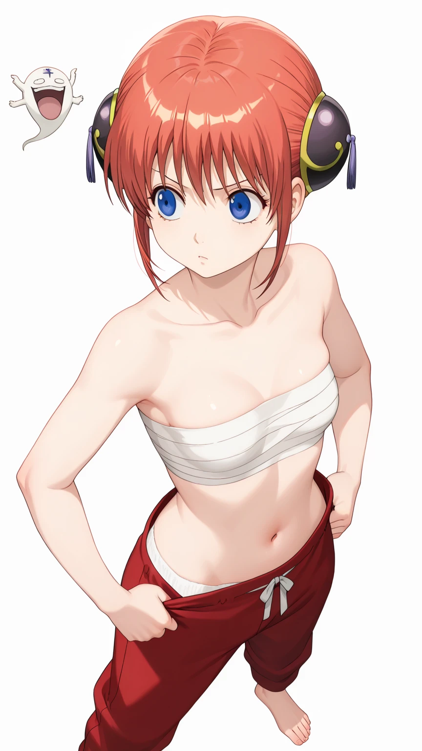  woman，Short camisole，Crop shirt，Off the shoulder，white，art， anime，figure