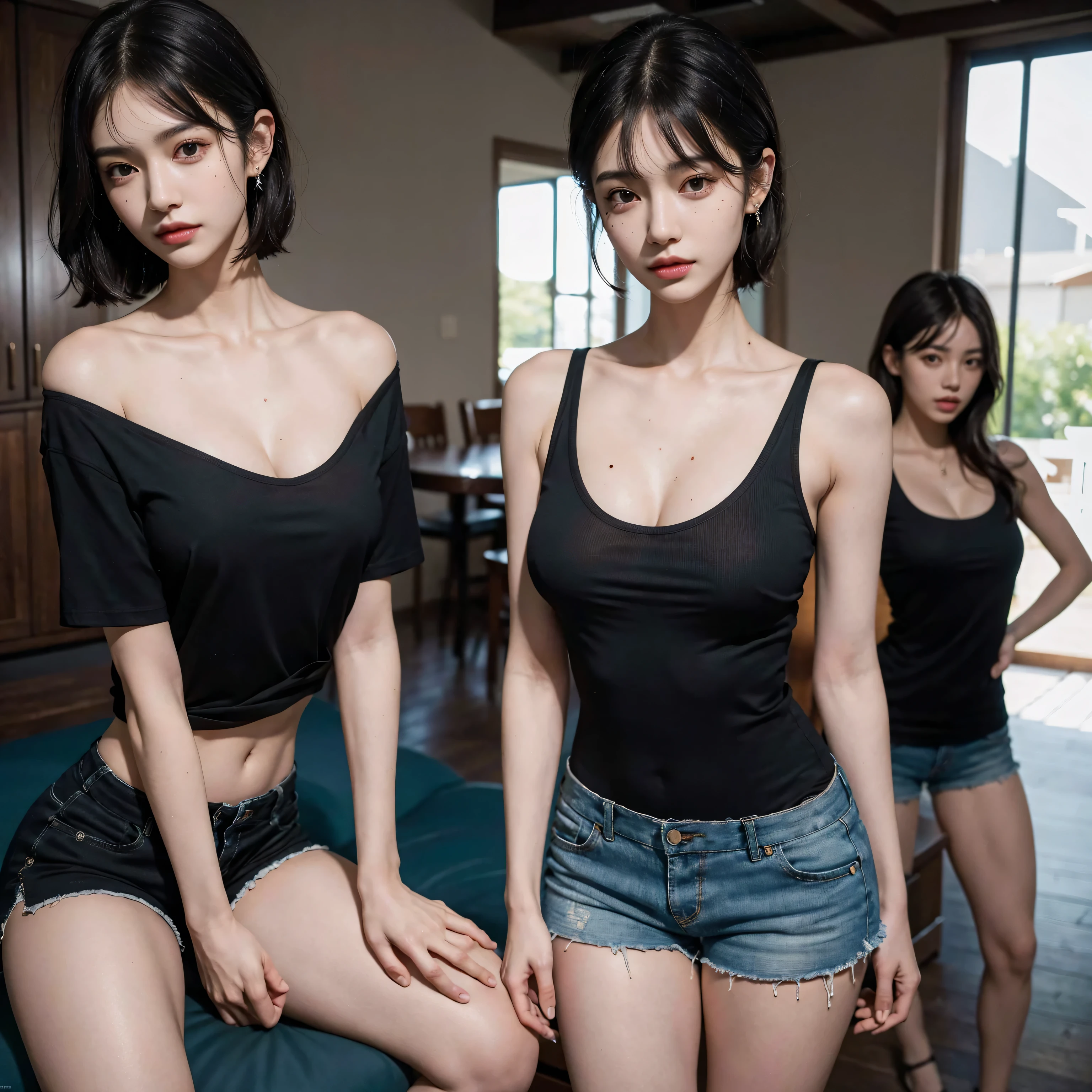 Jill Valentine, Ada Wong and Claire Redfield, together side by side, sexy, seductive pose --auto