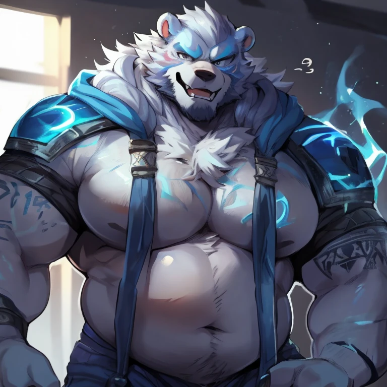 hi res,(protogen), anthro, 4 fingers, bright cyan eyes, male, hyper muscles, hyper muscular male, erect detailed gigantic dick in boxers, almost naked (only underwear), VERY HUGE and VERY LONG detailed bulge, long tail, fluffy tail, white body, inside, solo, dark room, detailed background, by milkytiger1145, by takemoto arashi, by null-ghost, cold atmosphere, crazed expression