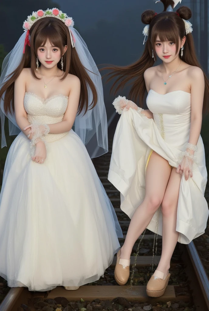 see through clothes(Full body female love:1.3),best quality, masterpiece, ultra high resolution, (lifelike:1.4), original photo, 1 female,30 years old, black hair, big eyes, Detailed eyes and face,huge breasts,split,long legs,Belted robe open ,bare shoulder,no underwear:1.5,see through clothes,Hollow material white clothes,kitchen:1.3,Smile、sleeveless costume、((Maid clothes))、((She is carrying her 10 years old daughter))、Extremely revealing clothing