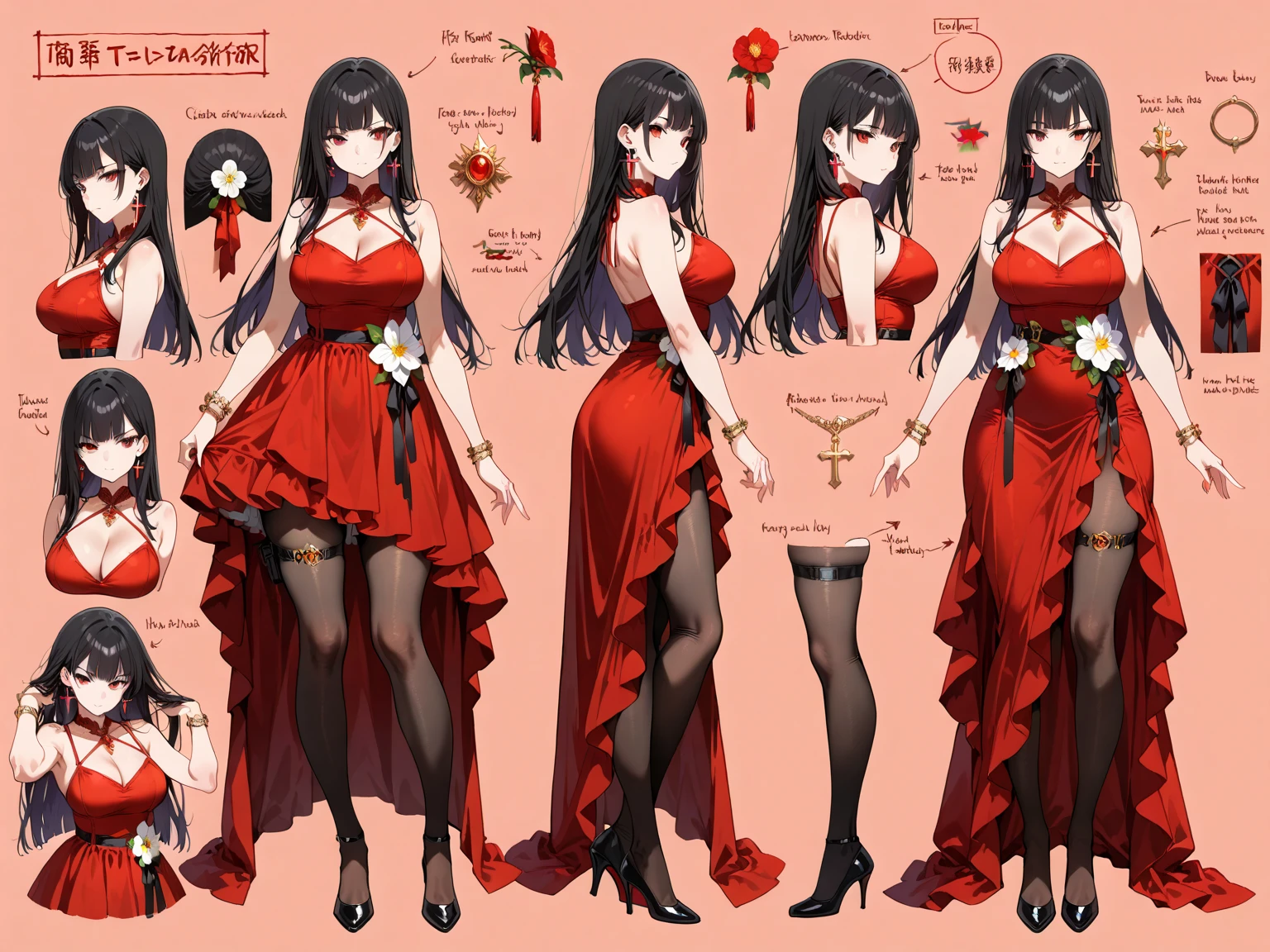 make me a female character with a manga or anime theme with no background, the character has long black hair, beautiful black eyes, smooth and soft cheeks, and a typical Japanese , as well as an ideal body shape.
