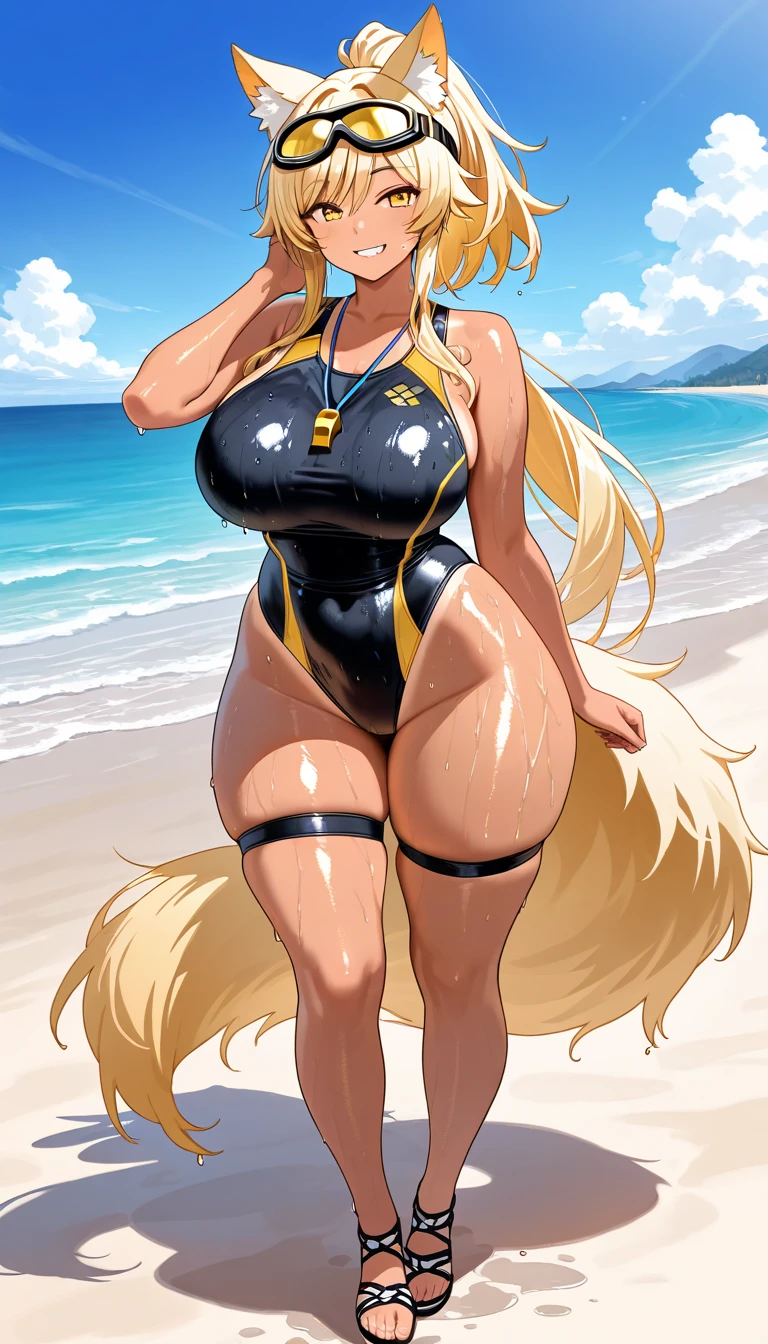 Flareon anthropomorphic furry kemono huge breasts and buttocks licking an ice cream