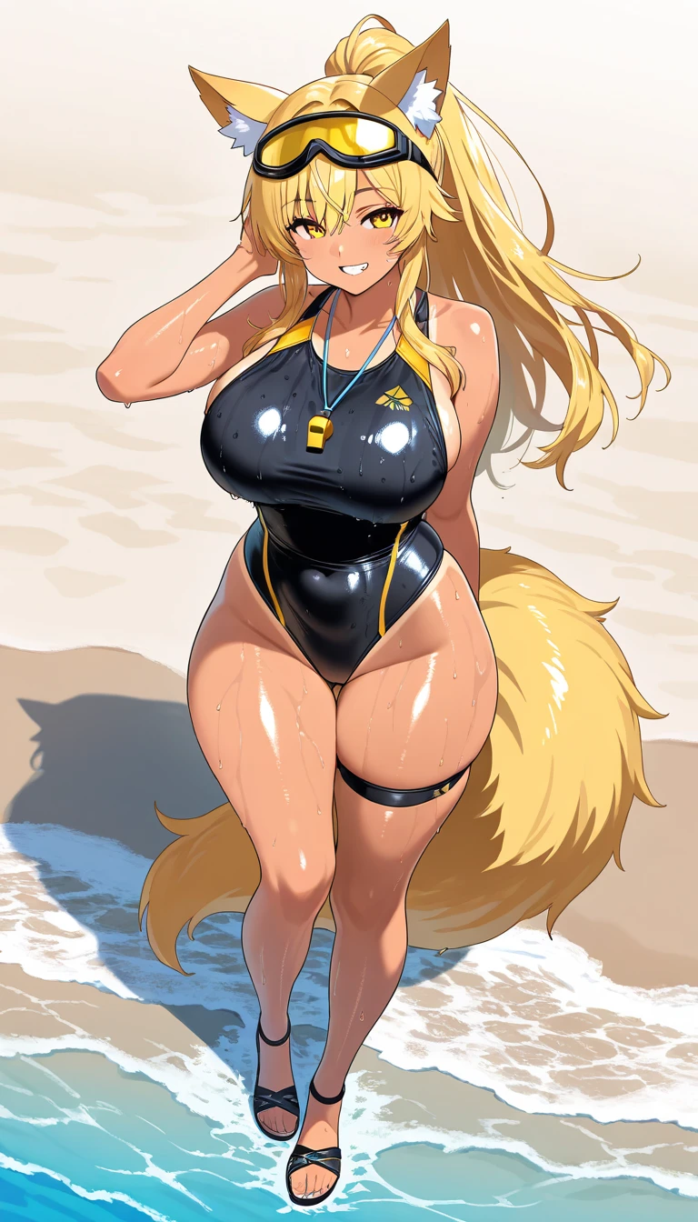 big muscular, women, latex swimsuit, sexy,
blond long hair, 200cm tall, sea, nipple, wolf furry, boobs, pussy