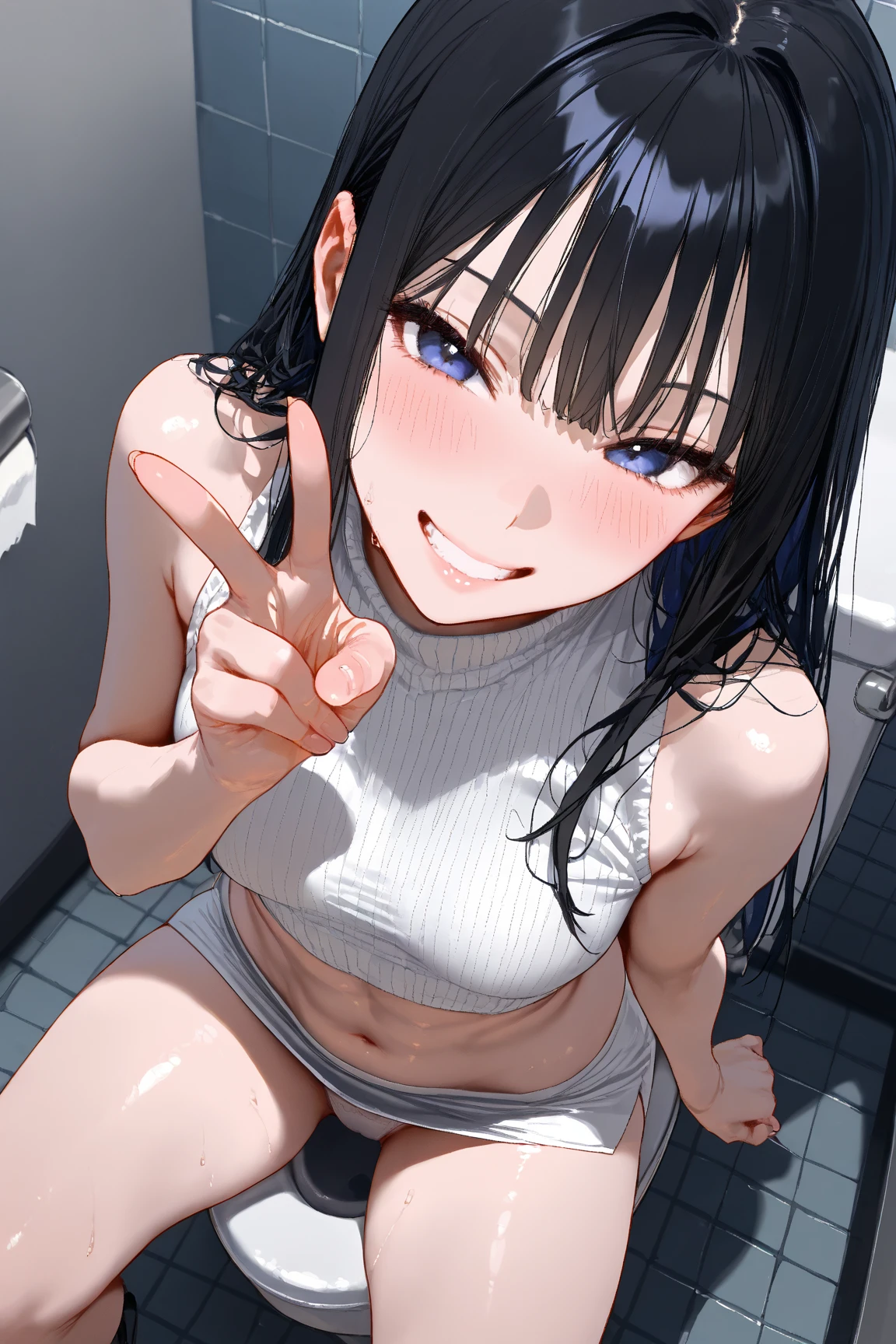 handjob,side view,eye-level shot,face focus,open mouth,tongue out,cum on tongue,Licking the penis,(1girl,Beautiful 16 year old girl),((Slender,Small breasts,Baby Face,Small face,)),looking at viewer,Black Hair,bangs,two side up,Gray Eyes,Drooping eyes,slit pupils,narrow eyes,Micro Bikini,Beautiful and detailed anime art,Mischievous smile,Dimly lit room,Simple Background,Gray background,Low lighting