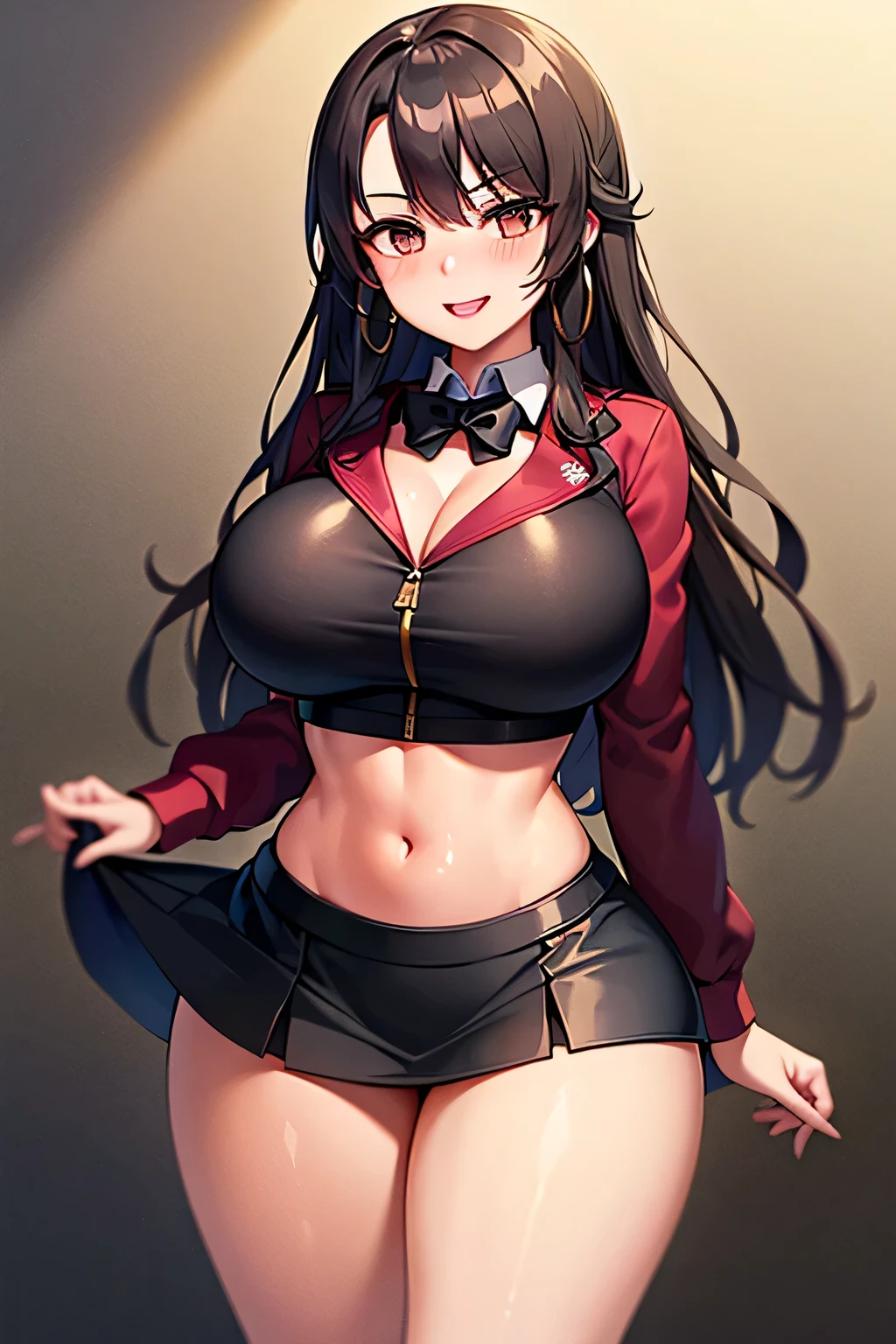 Sexy girl only in short black skirt with breasts unsensual sample
