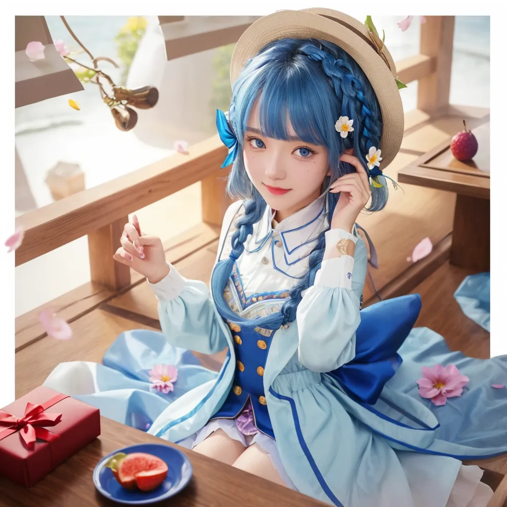 Korean girls are very cute。I have blue eyes、Wearing flashy national costumes、Silver-haired braid、Wearing a lot of ornaments、Royal Girl、