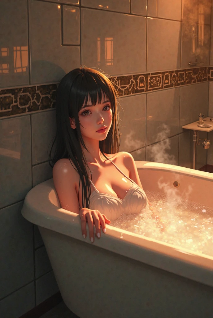 浴室，Bathing，The face is filled with out your tongue，A mouth full of white viscous liquid --auto