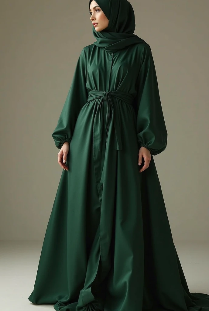 Generate an image of a beautiful asian malaysian hijab girl wearing a beautiful green dress modern style and a light skirt, wearing a watch and some accessories, wearing a pair of high cut green converse, and holding a cute green shoulder bag.