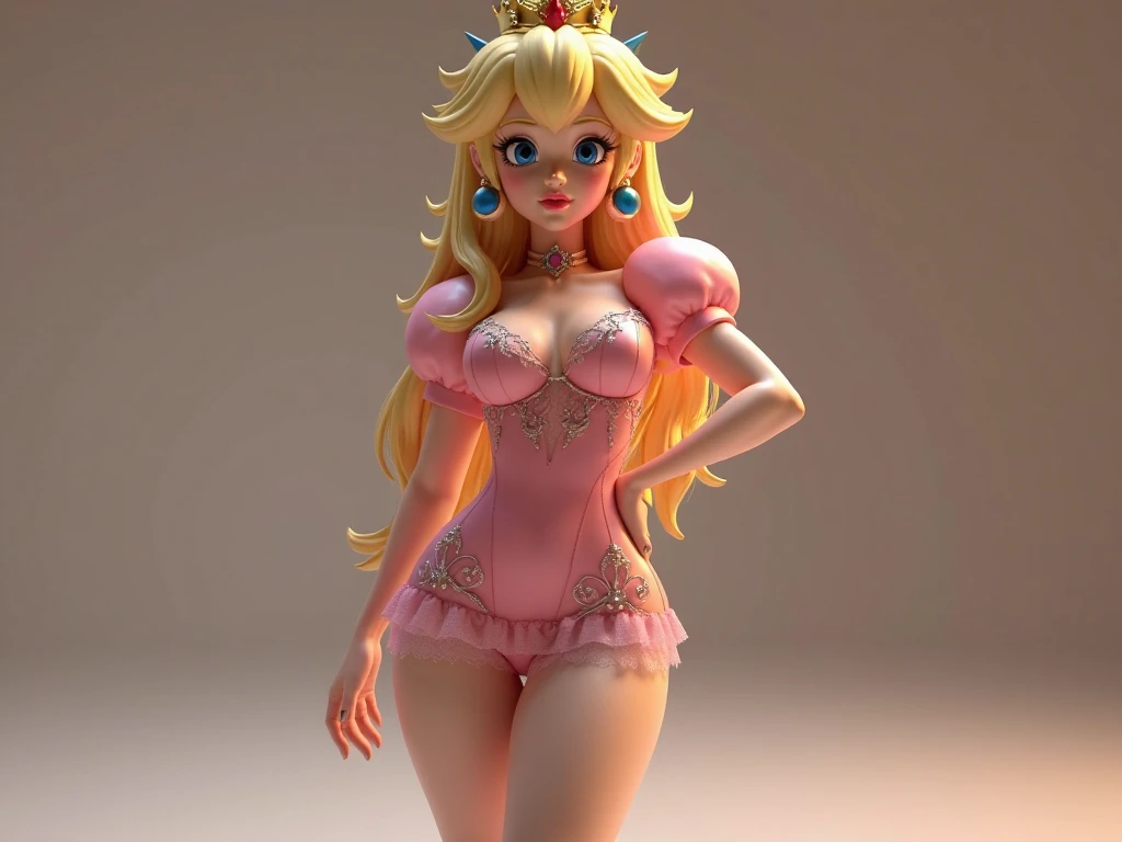 Create Peach from Mario Bros naked with huge breasts.