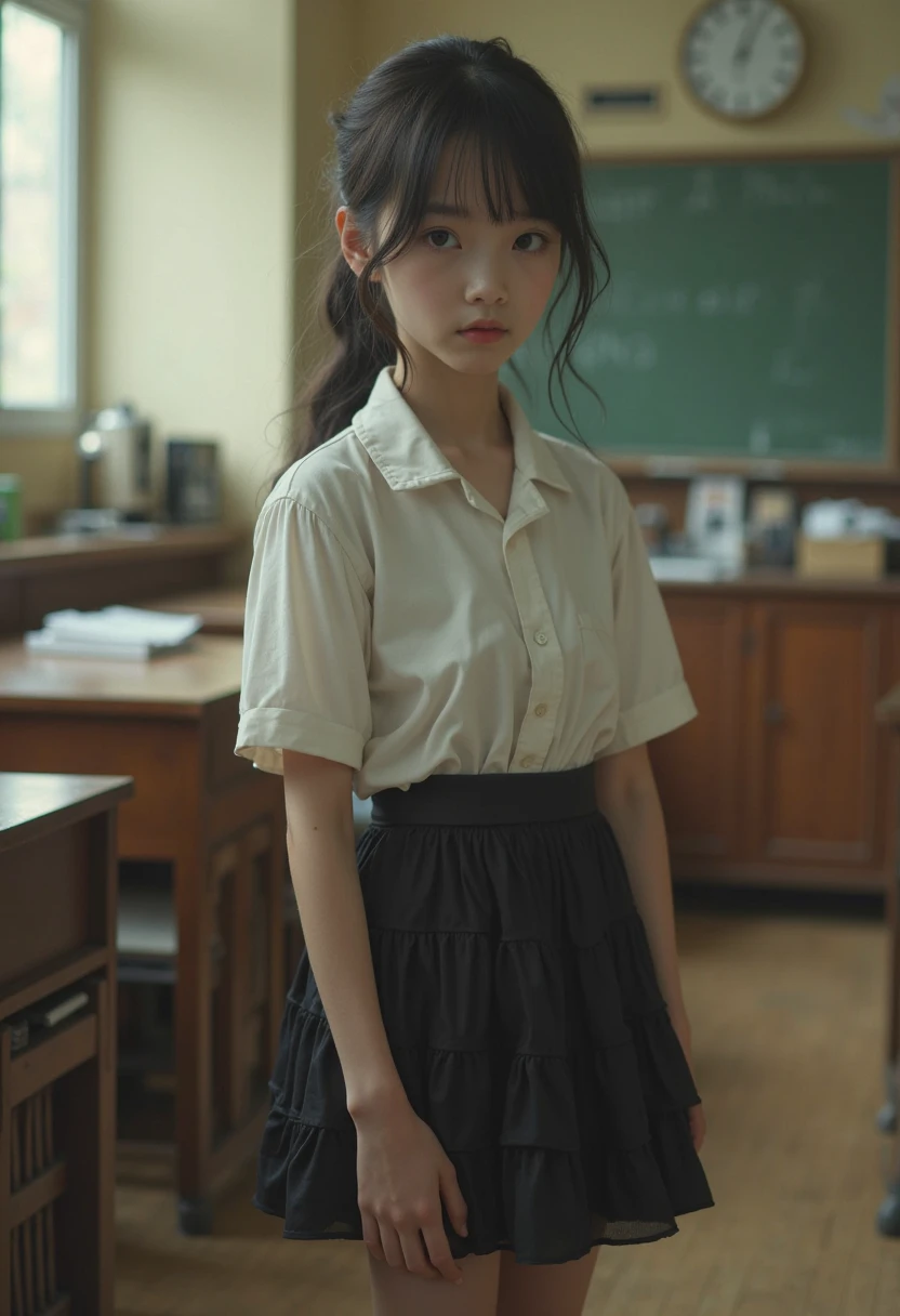 best qualtiy,tmasterpiece,Ultra-high resolution,(realisticlying:1.4),1girll, Naked,School classroom scene,