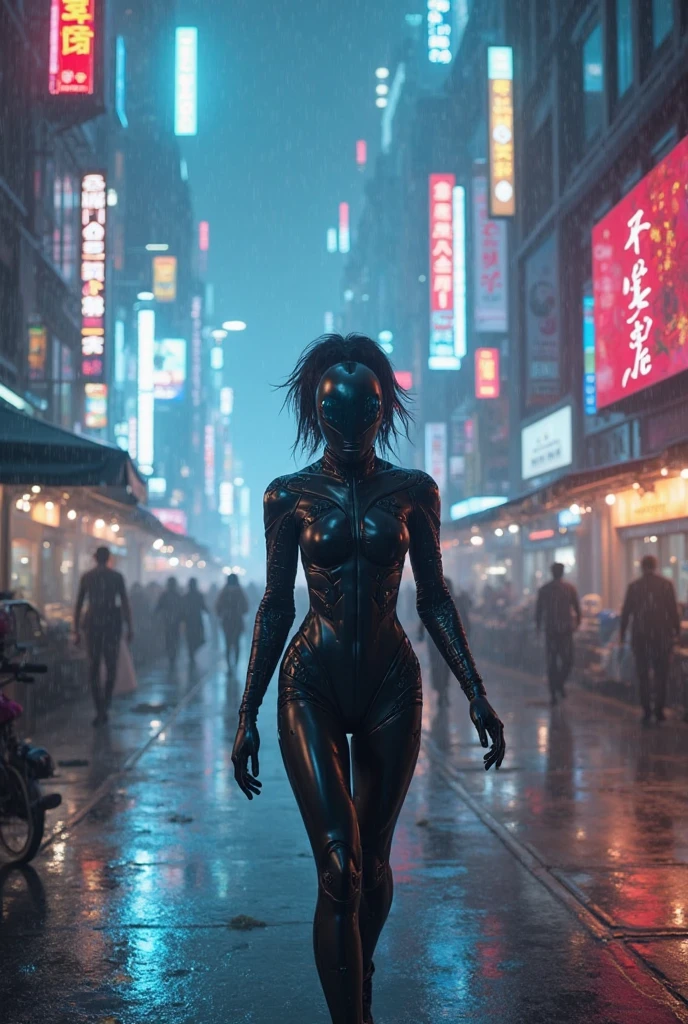 analog photo, , portrait, (xingtian:1.3) (headless:1.15) (eyes in nipples:1.15) (mouth in belly:1.15) female (creepy atmosphere), sinister, in a city street at night, neon lights casting elongated shadows, deserted buildings reflecting a distorted cityscape, an urban nightmare. high saturation best quality, 8k, ultra-detailed