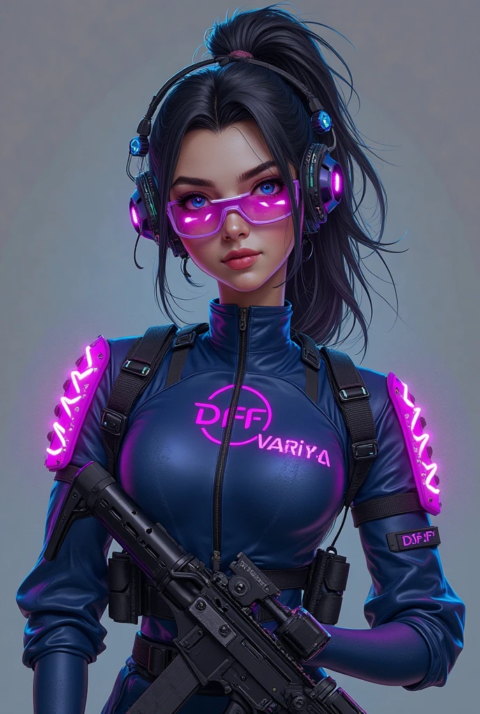 1Beautiful young woman with white and black panties coat and hood, cute face, hacker style, neon glow background+particles,art by Sam Yang