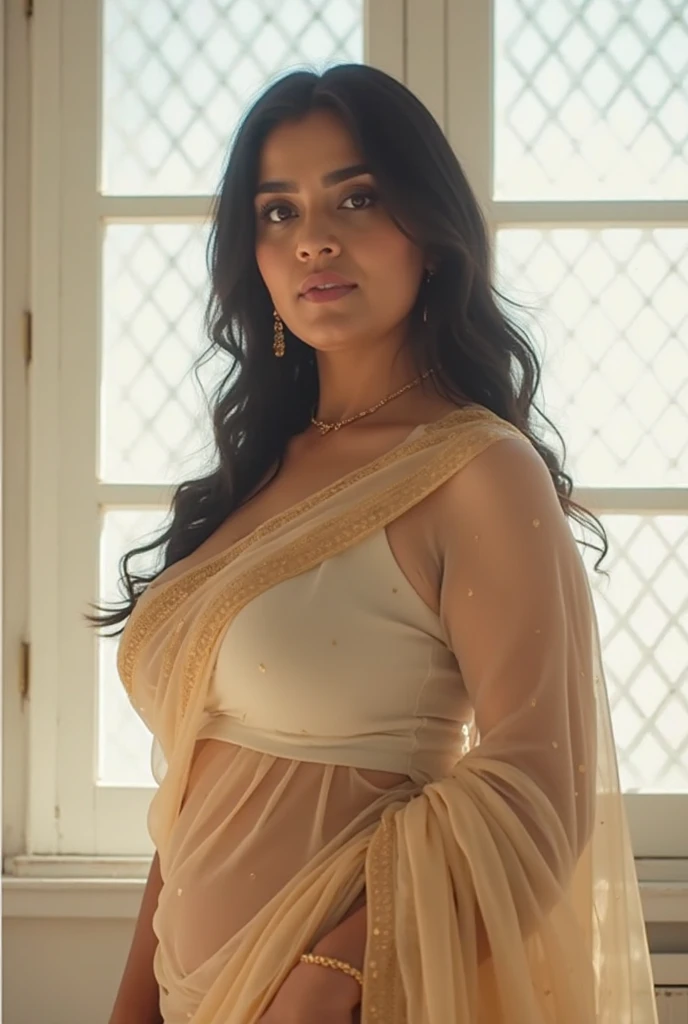 Beautiful scared lady, sweating, thin gold necklace, bra and panty, black, looking at her phone, on bed, bedroom