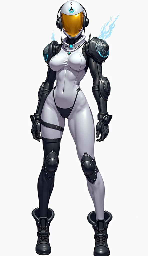 Female muscular xenomorph mother with white underpants and bra, white panties, white bra, frontal view, bra straps, panties
