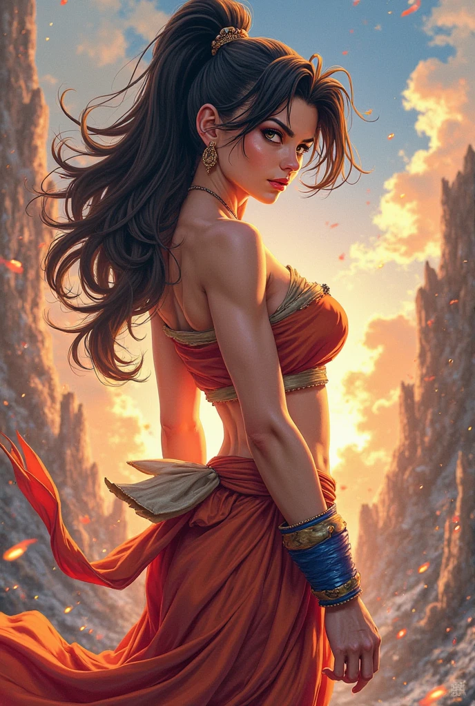 best quality, masterpiece, highres, photo realistic, ultra realistic, sun tyndall effect, photorealistic, dark studio, rim lighting, tone lighting, (high detailed skin:), 8k uhd, dslr, soft lighting, high quality, volumetric lighting, professional photo shoot, ana de armas, (very detailed face), viking garb, glowing heart, gold, action pose, dynamic, detailed background, defined abs, big breasts, epic magic, long braided hair, freckles, massive breasts, wind in hair, perfect hands, perfect feet, perfect teeth, --auto