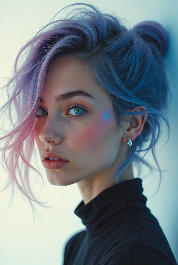 (best quality, hyperdetailed photography:1.2), beautiful lady, freckles,dark makeup, soft light, pink lips, blue eyes, Blue hair,massive perfect breast,head and breast portrait, cover, snoopy breasts, tanned skin, detailed skin texture,(detailed beautiful face, detail skin texture, ultra-detailed body:1.1) sexy vampire girl,