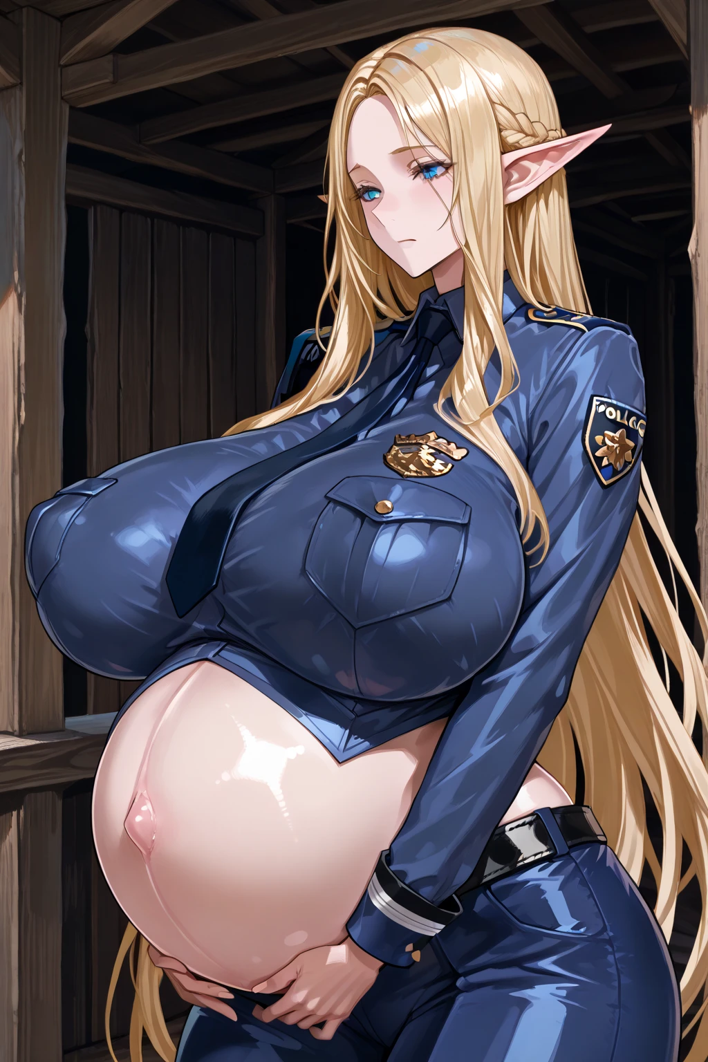 Super big tits, totally naked policewoman with huge boobs tied up with rope　Super busty  with huge nipples　Erect nipples Pussy