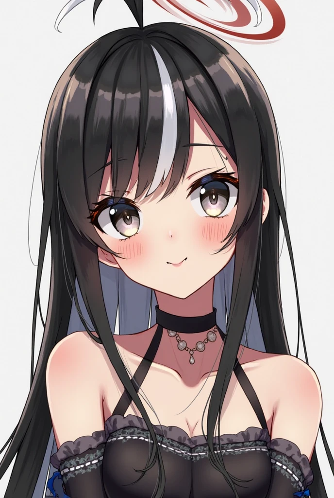One Girl、As-、Cute Underwear、Upper body portrait、Sleeveless、Long black hair、Brown eyes、Large Breasts、high school student、Cleavage、camisole