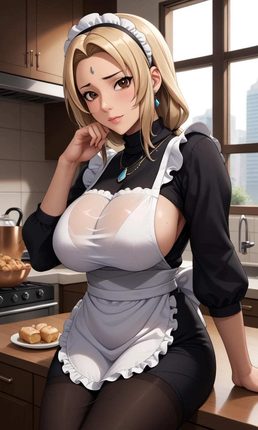 (Breastfeeding through clothing:1.1),Nipples are erect,(Nipples are visible:1.4),((Big Breasts:1.3、Shiny skin:1.5、Nipples are visible)),highest quaLightingy,masterpiece, High resolution,original, beautiful detailed eyes,Very detailed, Perfect Anatomy, 1 girl, alone, Cowboy Shot, Wide Hips, Attractive body, Slender body, Long Hair, ponytail, it is, chef, chef uniform, happy face, blush, Lips parted, Perfect lighting,colorful, bright_front_face_Lighting, Shiny skin, (beautiful_face:1.5), Amar,